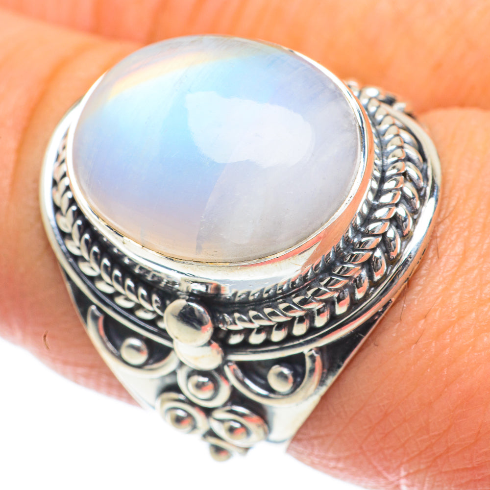Rainbow Moonstone Rings handcrafted by Anasilvercos - RING64101