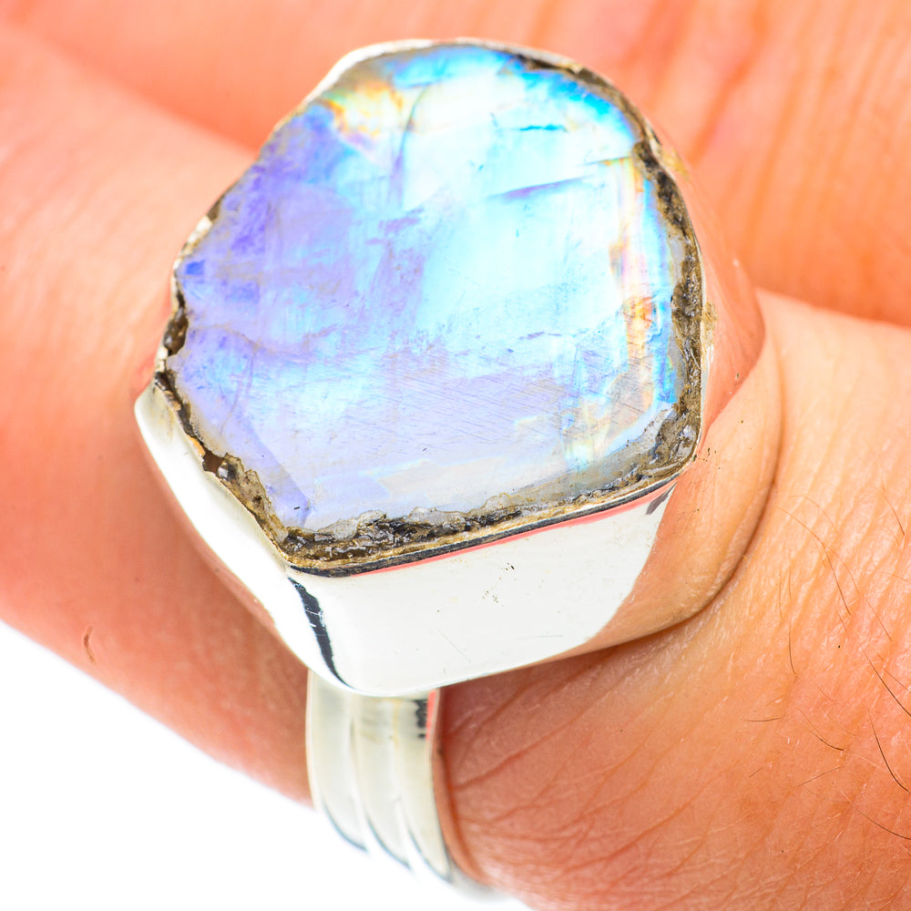 Rainbow Moonstone Rings handcrafted by Anasilvercos - RING64178