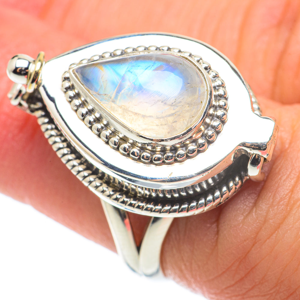 Rainbow Moonstone Rings handcrafted by Anasilvercos - RING64226