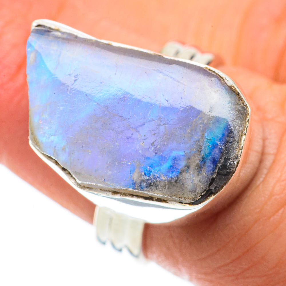 Rainbow Moonstone Rings handcrafted by Anasilvercos - RING64227