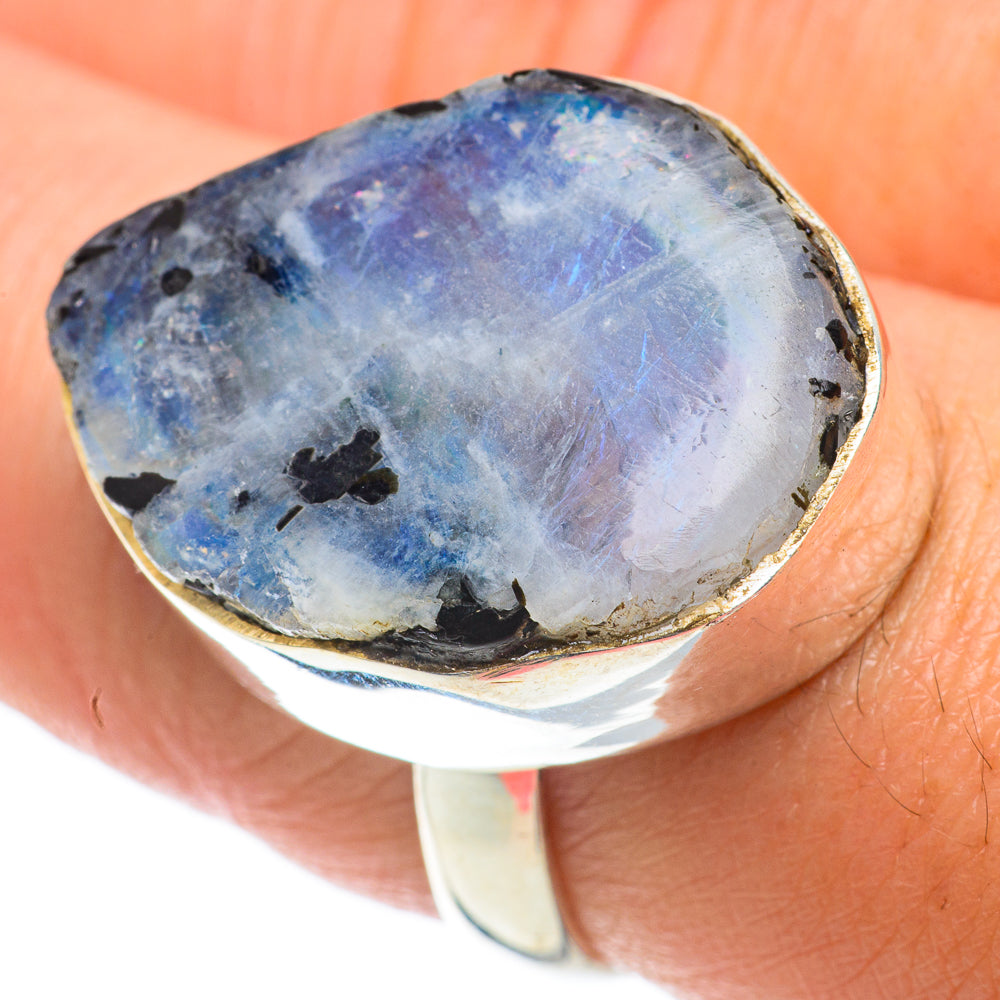 Rainbow Moonstone Rings handcrafted by Anasilvercos - RING64289