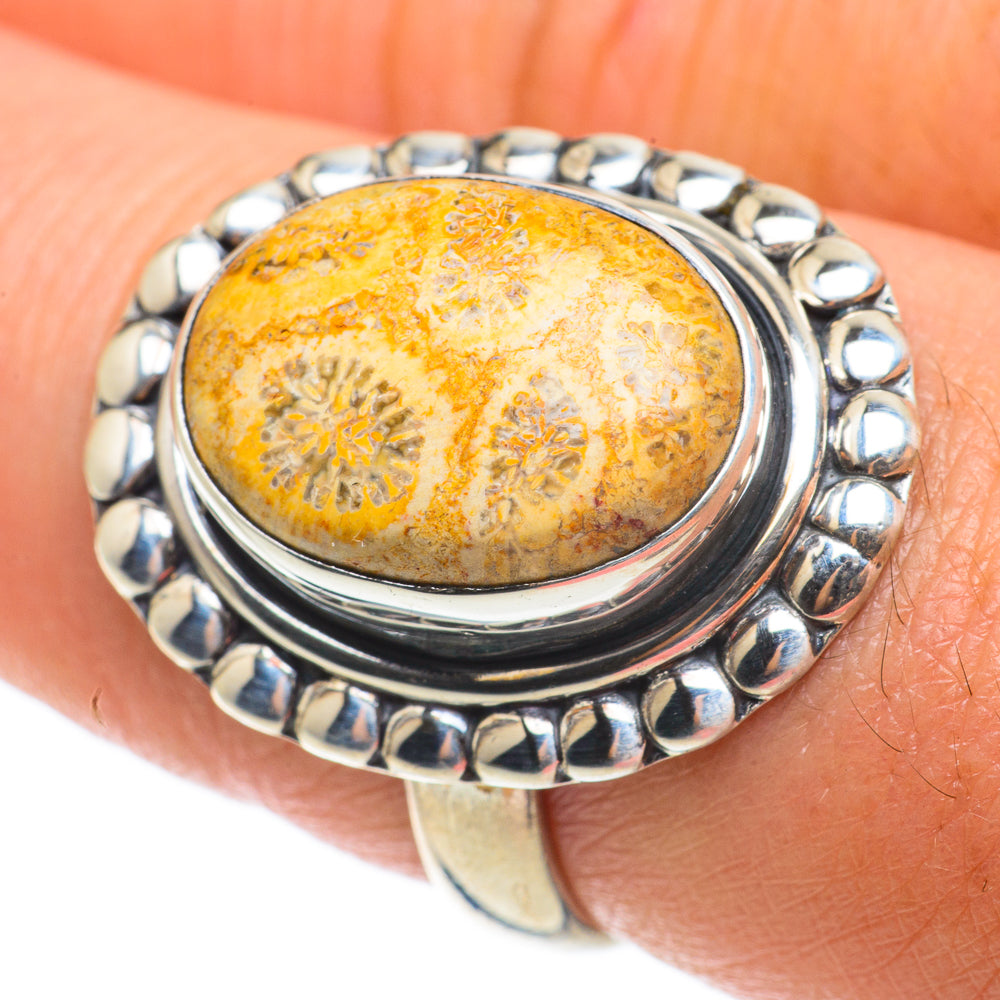 Fossil Coral Rings handcrafted by Anasilvercos - RING64315