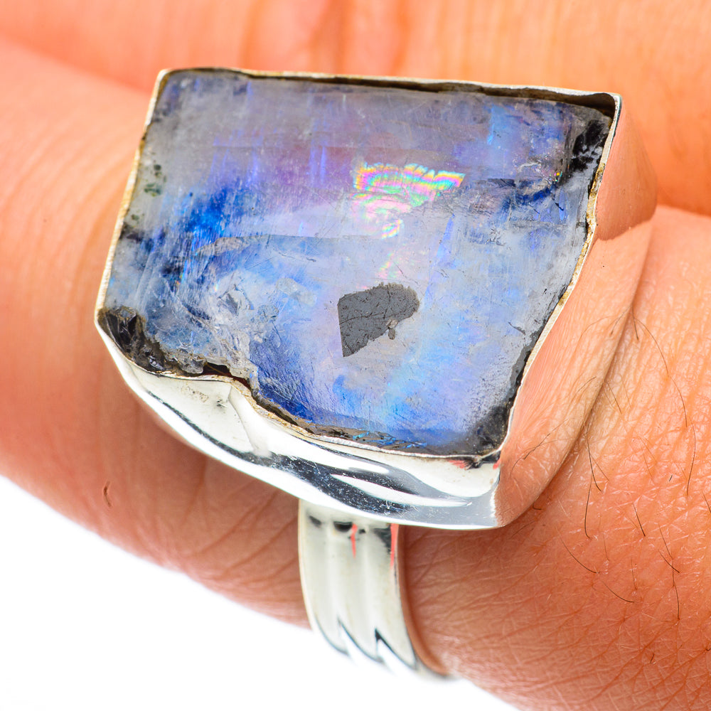 Rainbow Moonstone Rings handcrafted by Anasilvercos - RING64318