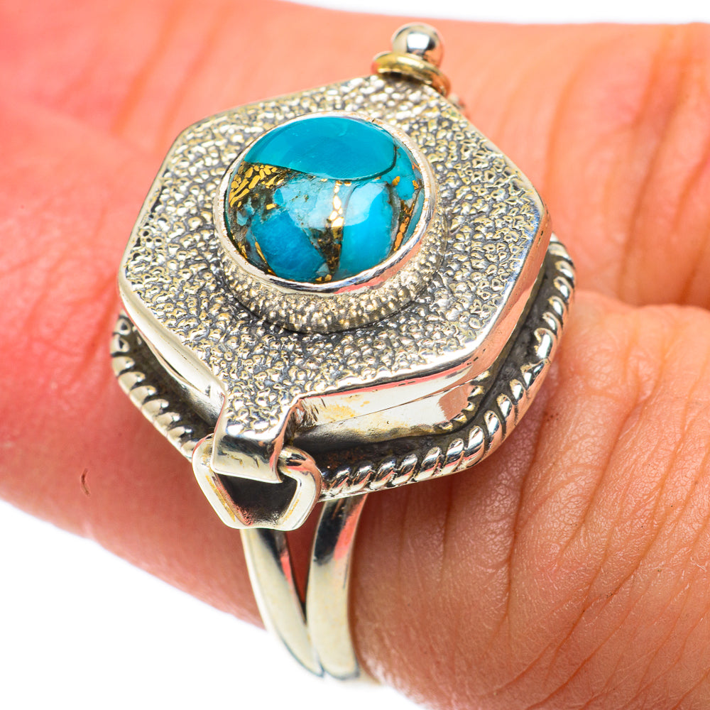 Blue Copper Composite Turquoise Rings handcrafted by Anasilvercos - RING64323