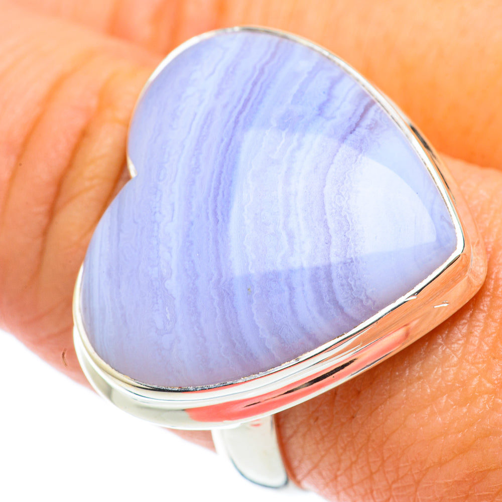 Blue Lace Agate Rings handcrafted by Anasilvercos - RING64341