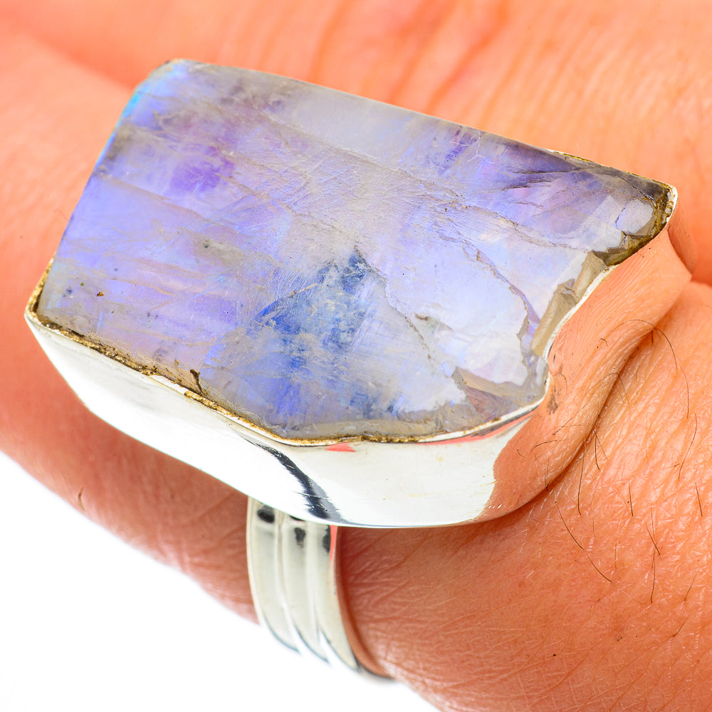 Rainbow Moonstone Rings handcrafted by Anasilvercos - RING64342