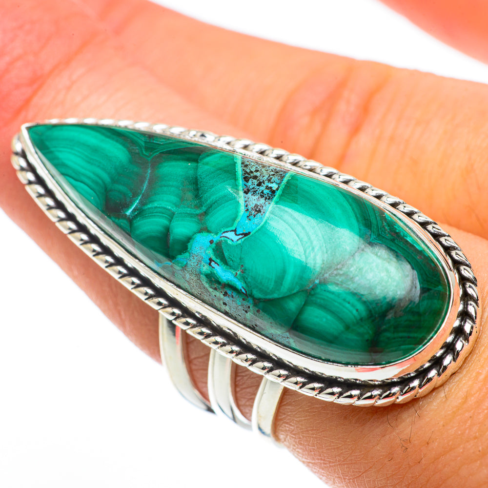 Malachite In Chrysocolla Rings handcrafted by Anasilvercos - RING64354