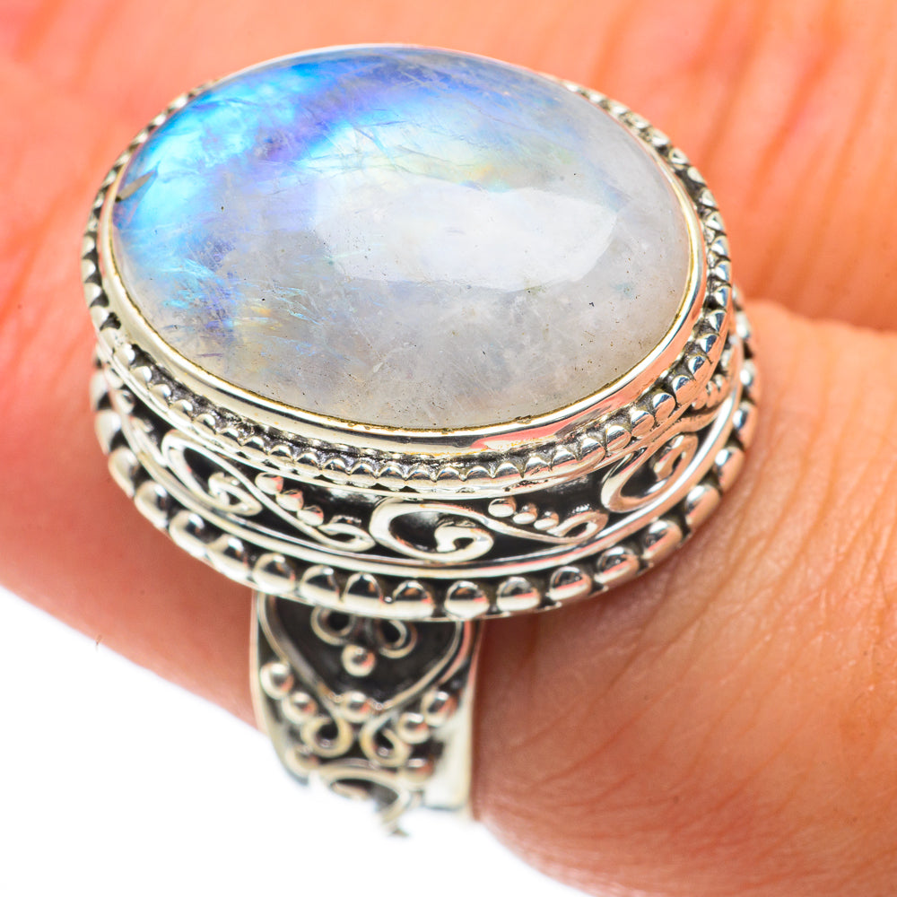 Rainbow Moonstone Rings handcrafted by Anasilvercos - RING64372