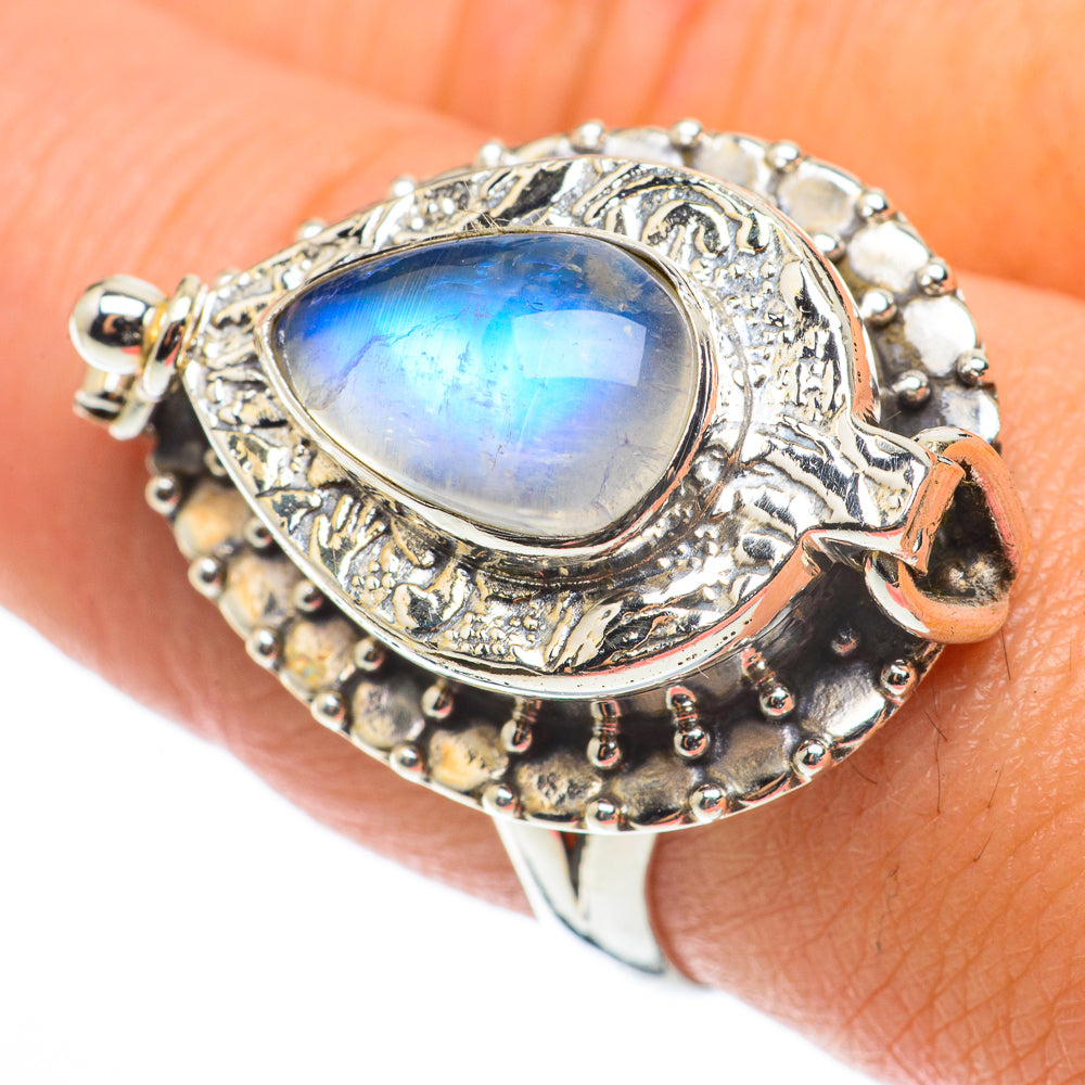 Rainbow Moonstone Rings handcrafted by Anasilvercos - RING64373