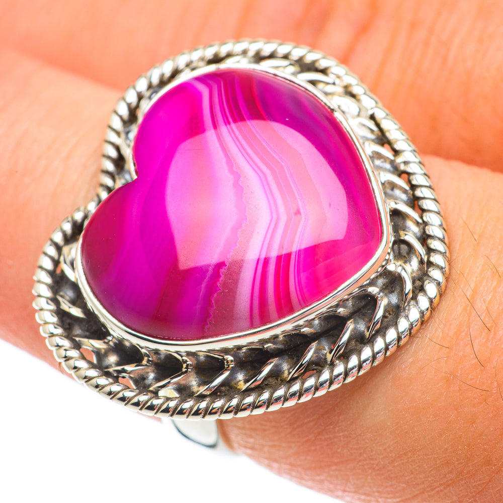 Pink Botswana Agate Rings handcrafted by Anasilvercos - RING64393