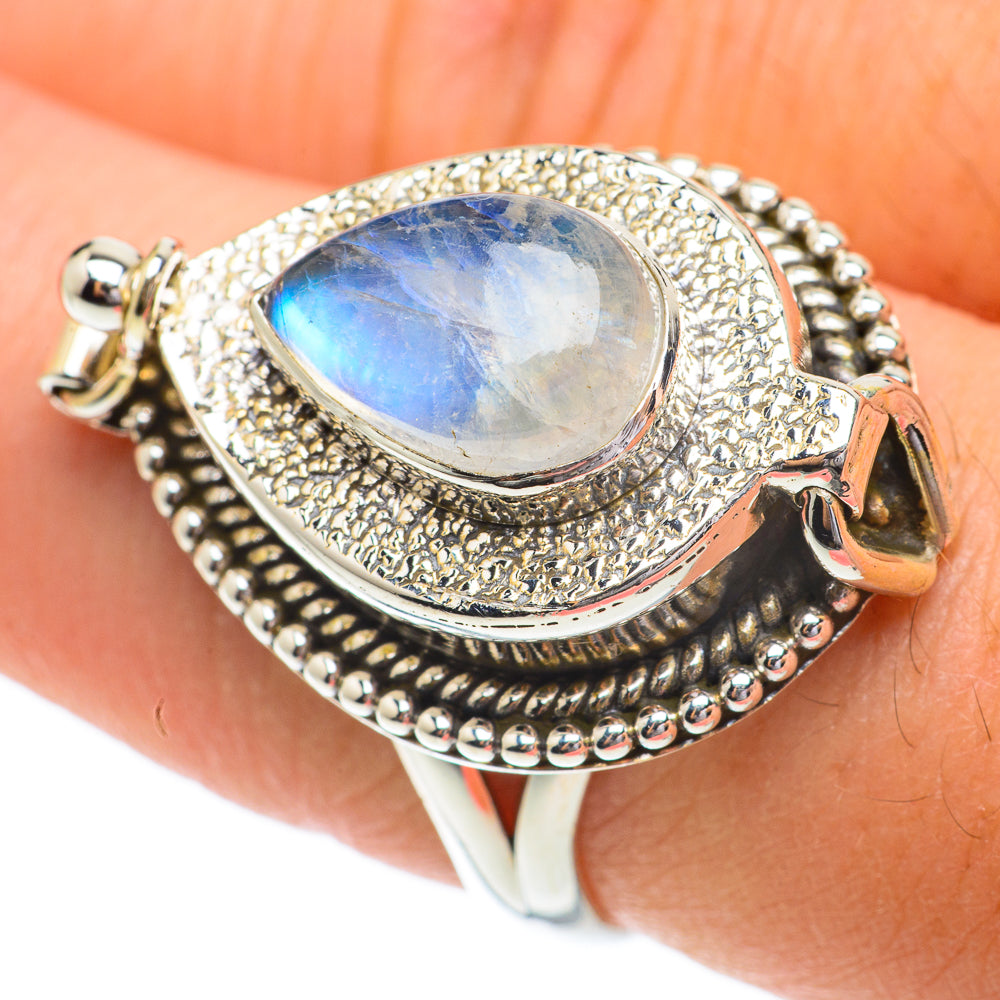 Rainbow Moonstone Rings handcrafted by Anasilvercos - RING64402