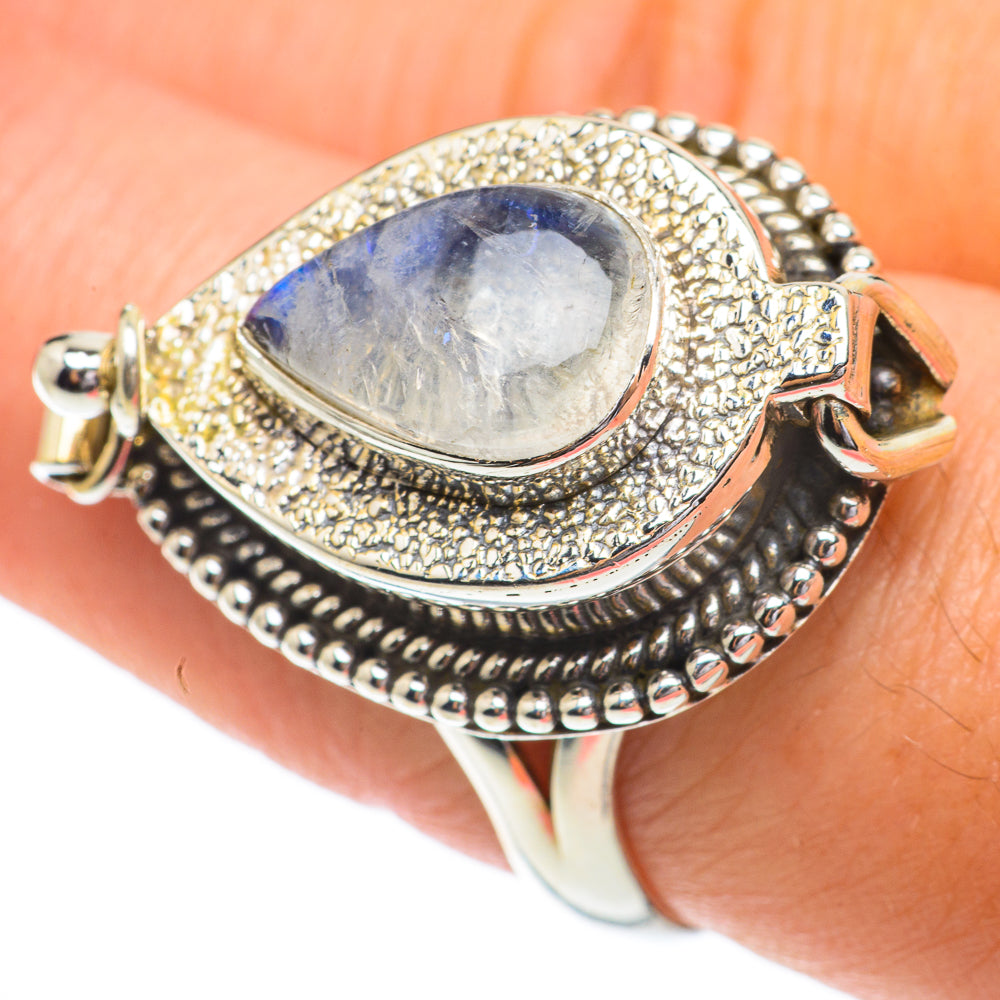 Rainbow Moonstone Rings handcrafted by Anasilvercos - RING64429
