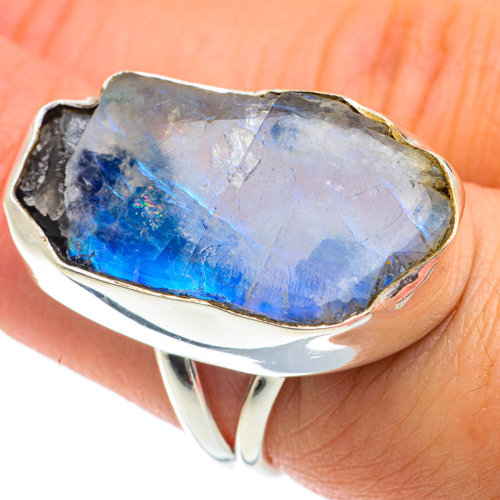 Rainbow Moonstone Rings handcrafted by Anasilvercos - RING64430