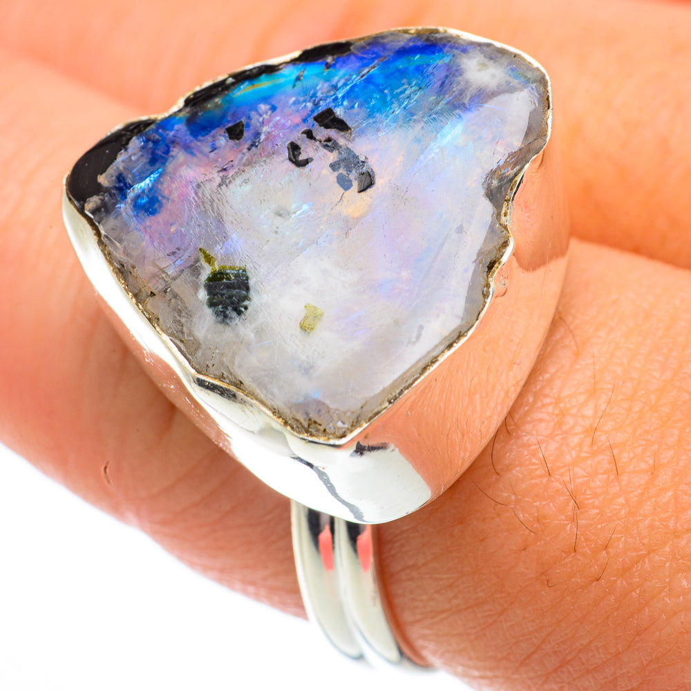 Rainbow Moonstone Rings handcrafted by Anasilvercos - RING64450