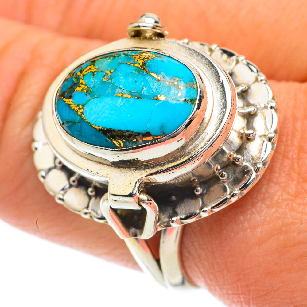 Blue Copper Composite Turquoise Rings handcrafted by Anasilvercos - RING64480