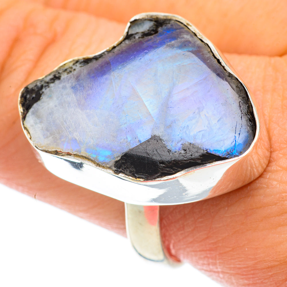 Rainbow Moonstone Rings handcrafted by Anasilvercos - RING64490