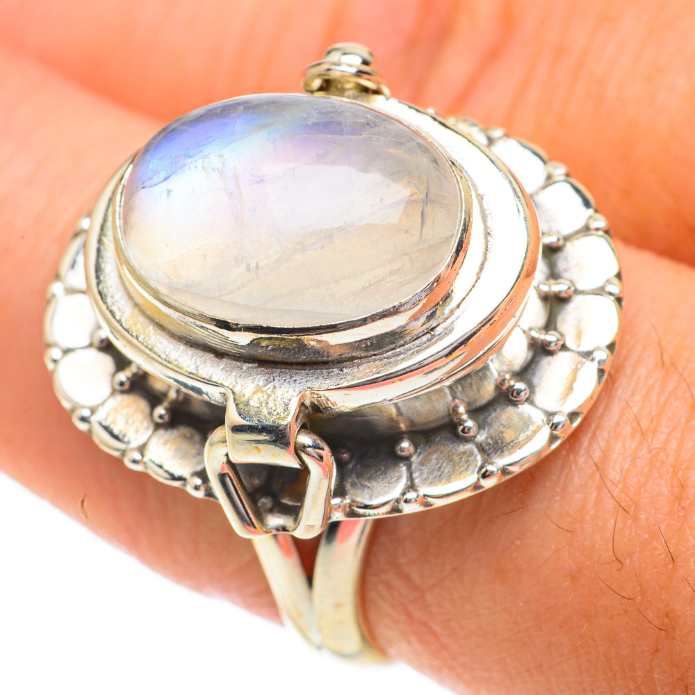 Rainbow Moonstone Rings handcrafted by Anasilvercos - RING64511
