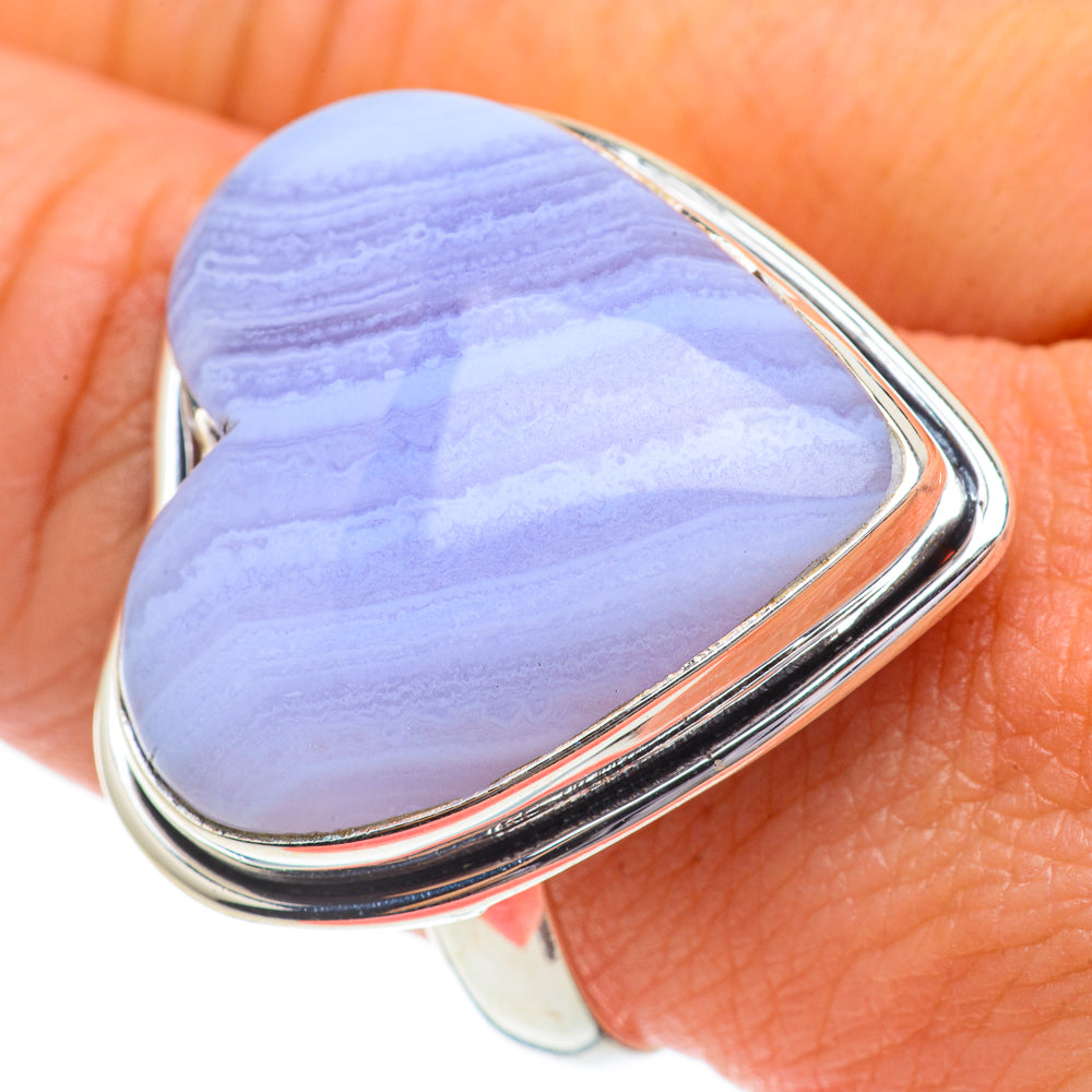 Blue Lace Agate Rings handcrafted by Anasilvercos - RING64591