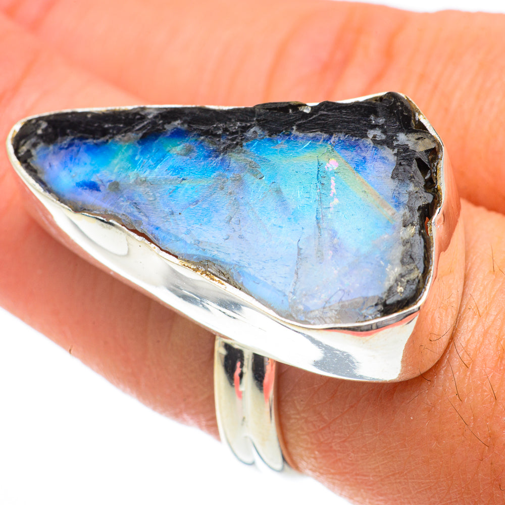 Rainbow Moonstone Rings handcrafted by Anasilvercos - RING64617