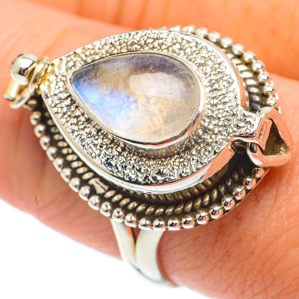 Rainbow Moonstone Rings handcrafted by Anasilvercos - RING64657
