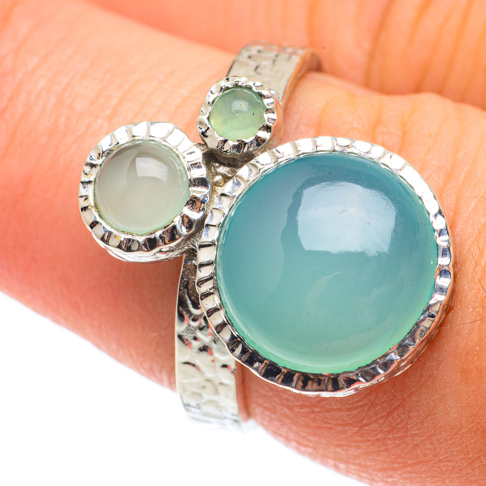 Aqua Chalcedony Rings handcrafted by Anasilvercos - RING64667