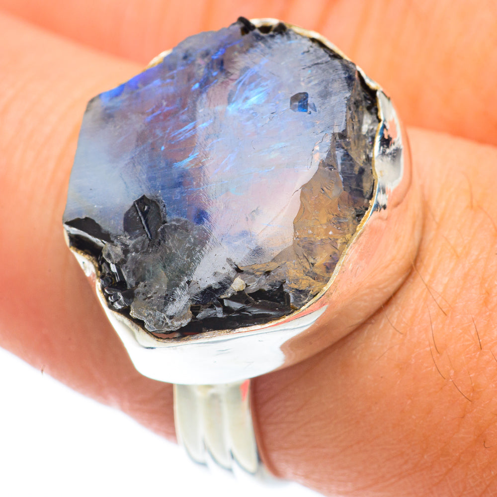 Rainbow Moonstone Rings handcrafted by Anasilvercos - RING64717