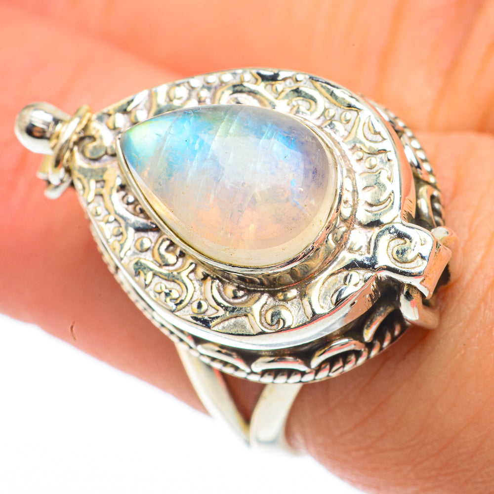 Rainbow Moonstone Rings handcrafted by Anasilvercos - RING64777