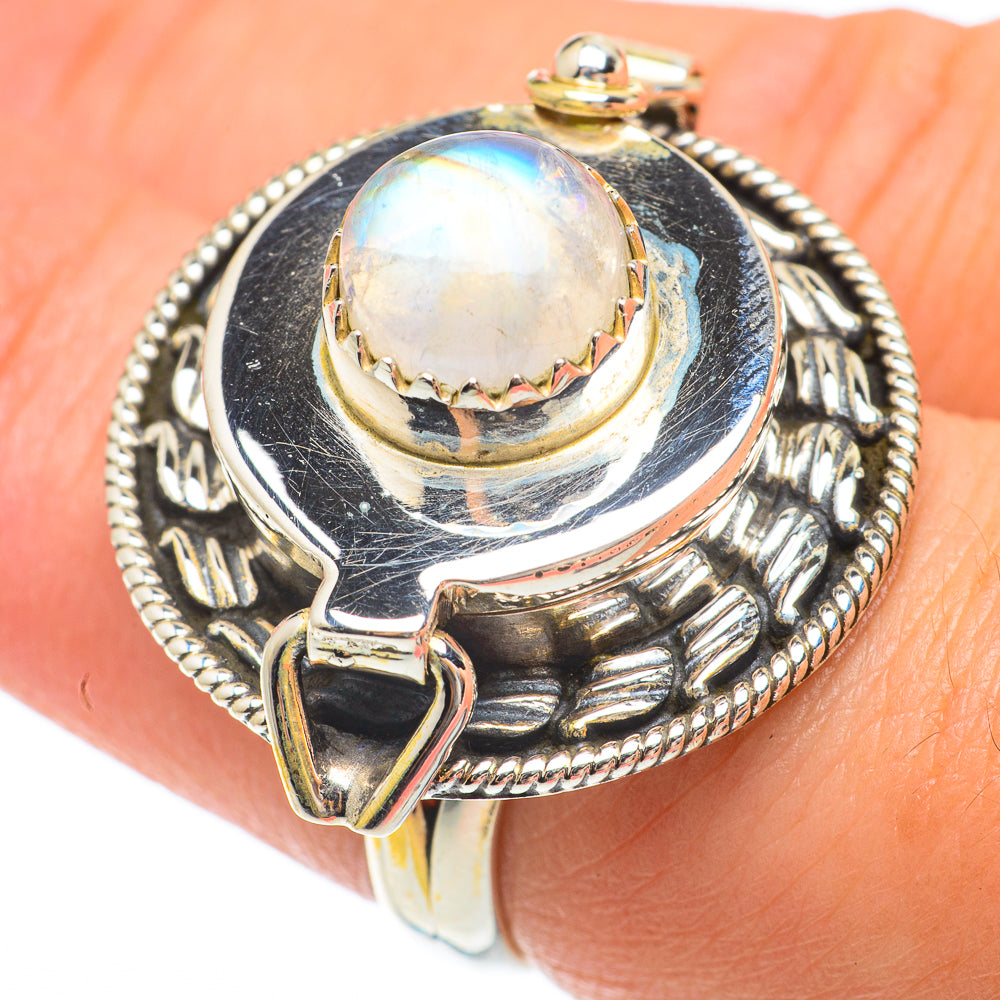 Rainbow Moonstone Rings handcrafted by Anasilvercos - RING64851