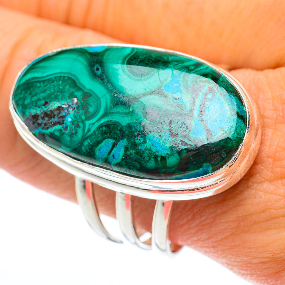 Malachite In Chrysocolla Rings handcrafted by Anasilvercos - RING64864