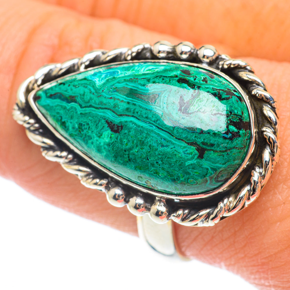 Malachite In Chrysocolla Rings handcrafted by Anasilvercos - RING64865