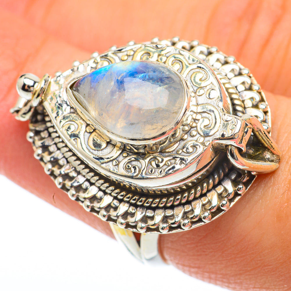 Rainbow Moonstone Rings handcrafted by Anasilvercos - RING64879