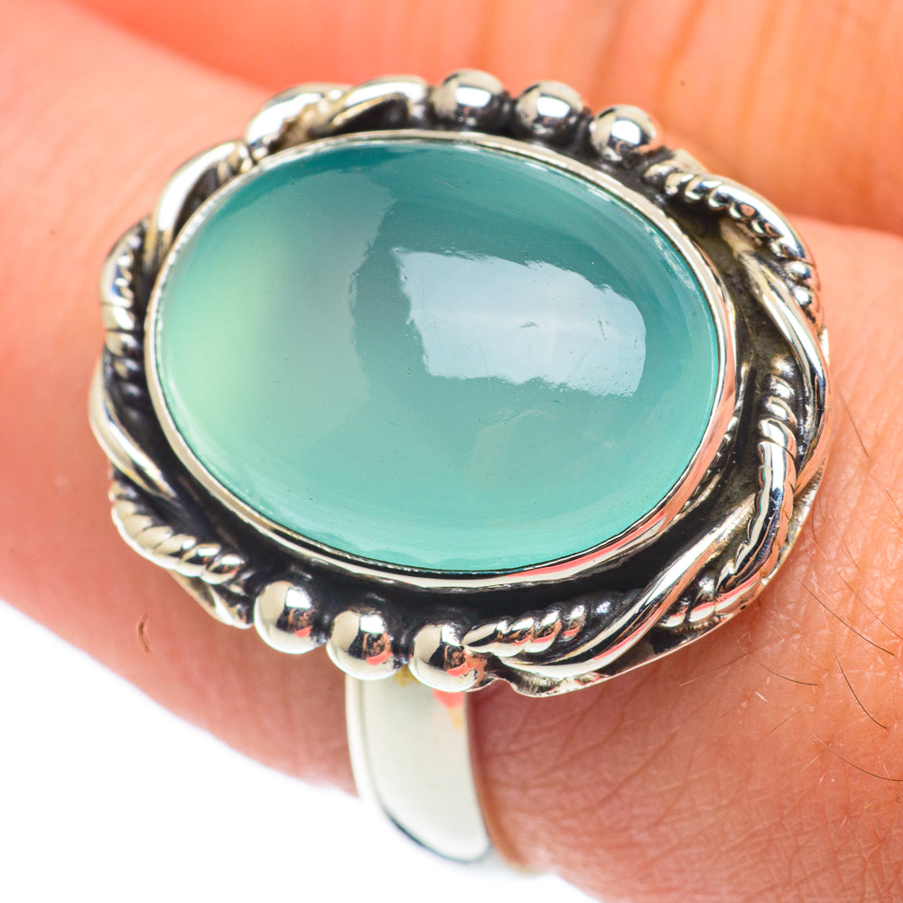 Aqua Chalcedony Rings handcrafted by Anasilvercos - RING64886