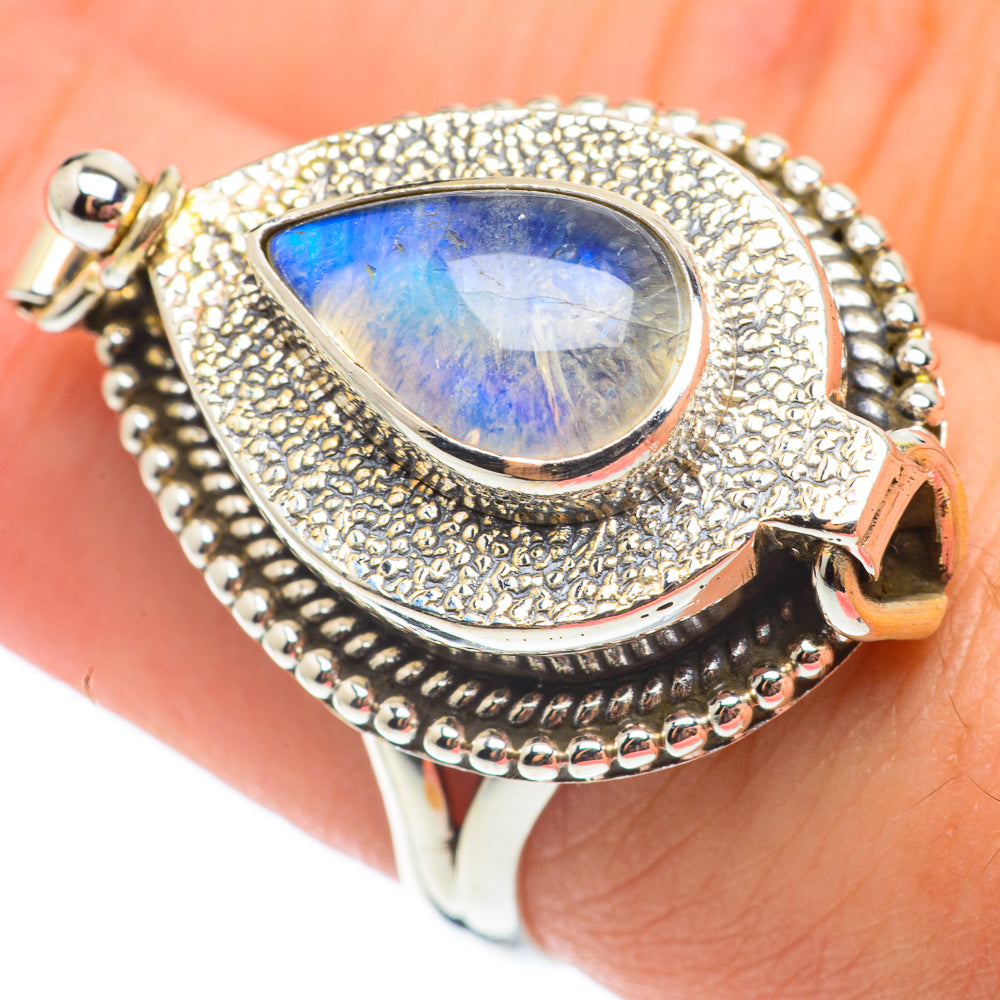 Rainbow Moonstone Rings handcrafted by Anasilvercos - RING64903