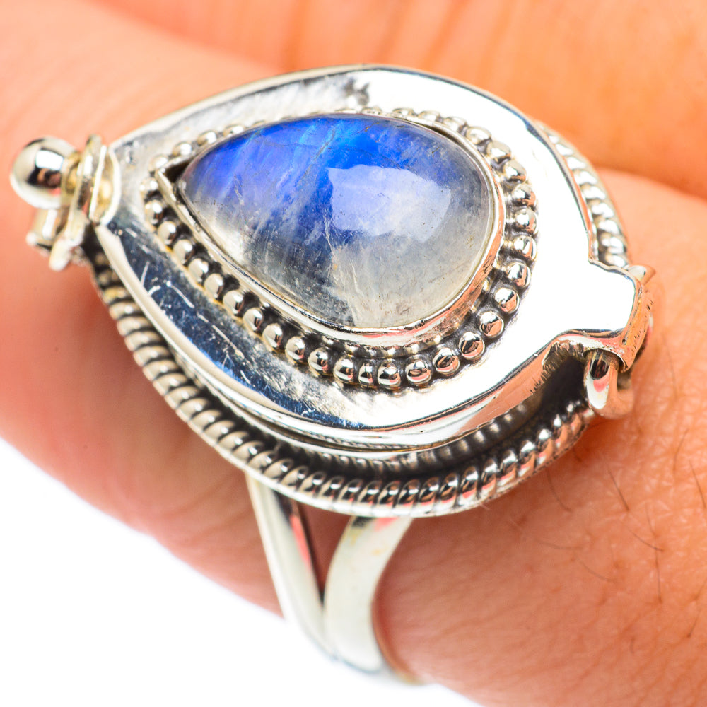 Rainbow Moonstone Rings handcrafted by Anasilvercos - RING64928