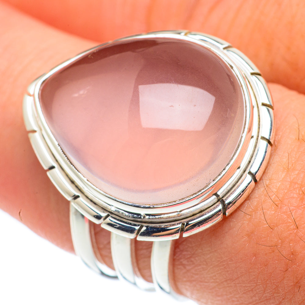 Rose Quartz Rings handcrafted by Anasilvercos - RING64945