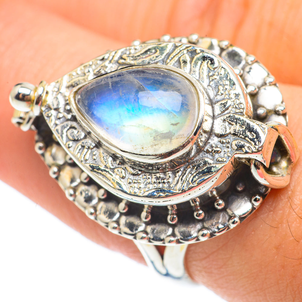 Rainbow Moonstone Rings handcrafted by Anasilvercos - RING64954