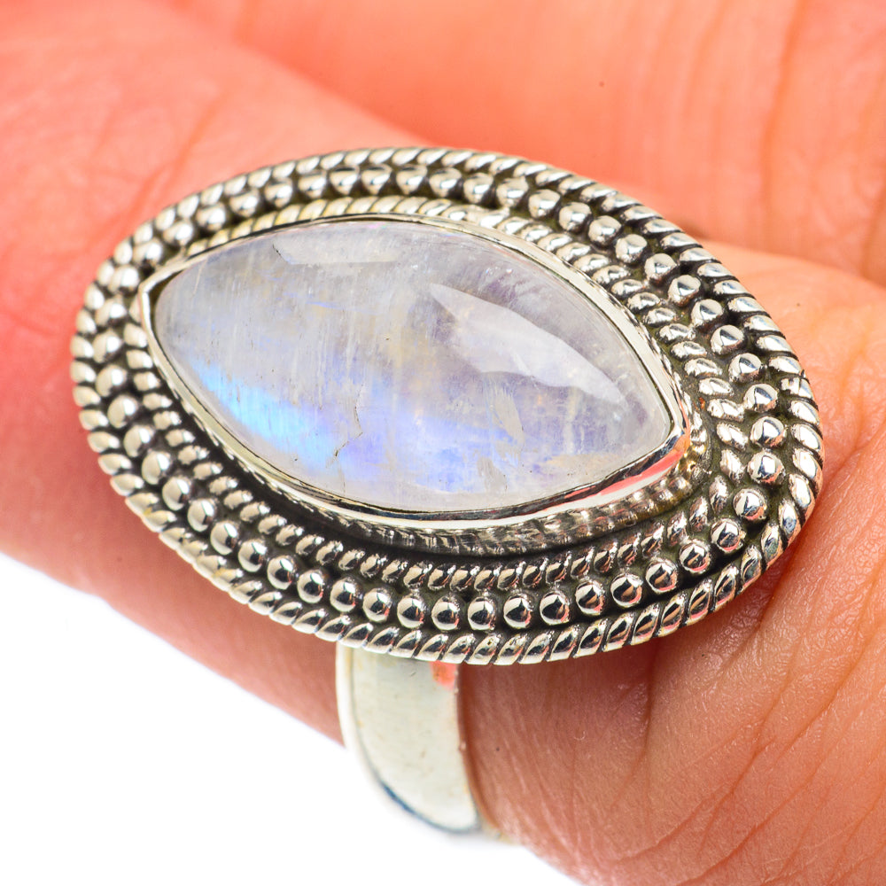 Rainbow Moonstone Rings handcrafted by Anasilvercos - RING64975