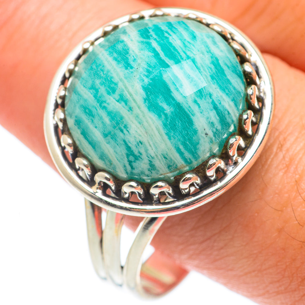Peruvian Amazonite Rings handcrafted by Anasilvercos - RING65063