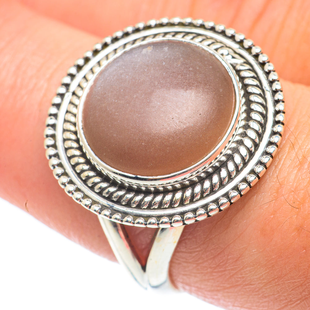 Peach Moonstone Rings handcrafted by Anasilvercos - RING65100