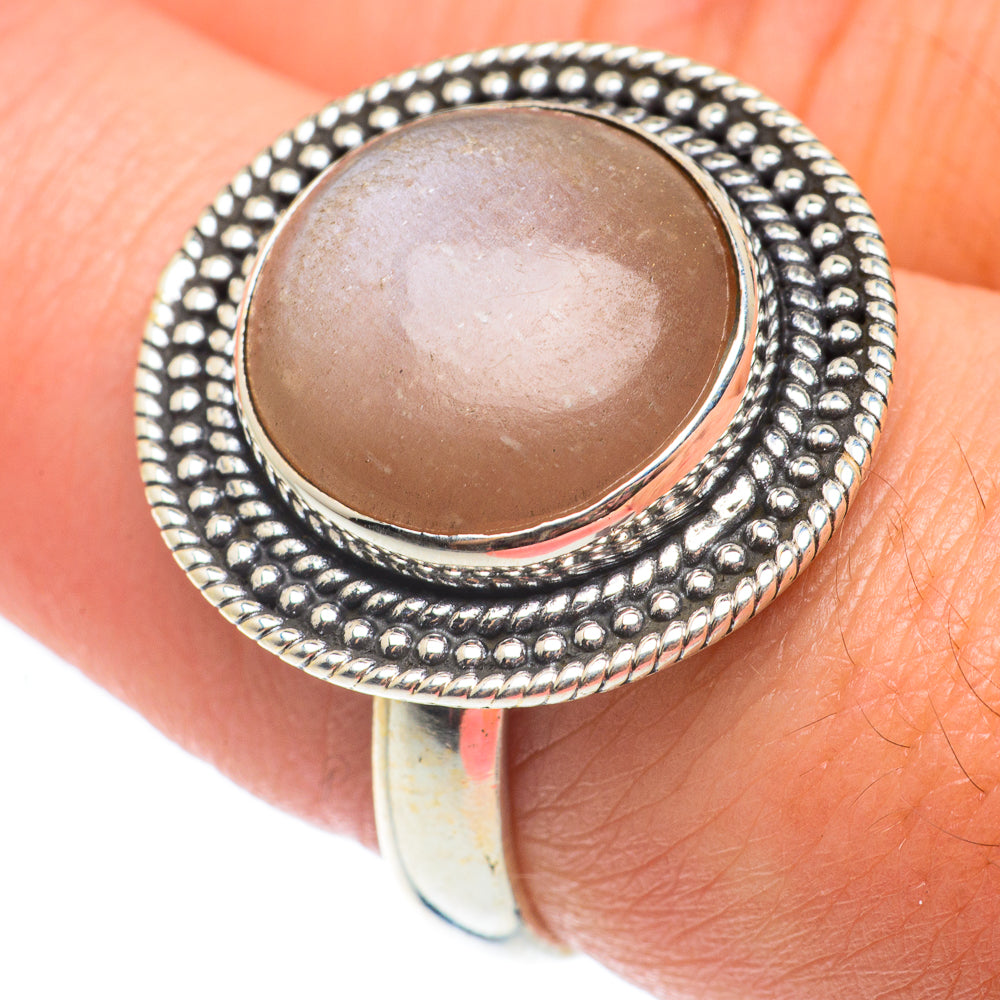Peach Moonstone Rings handcrafted by Anasilvercos - RING65116
