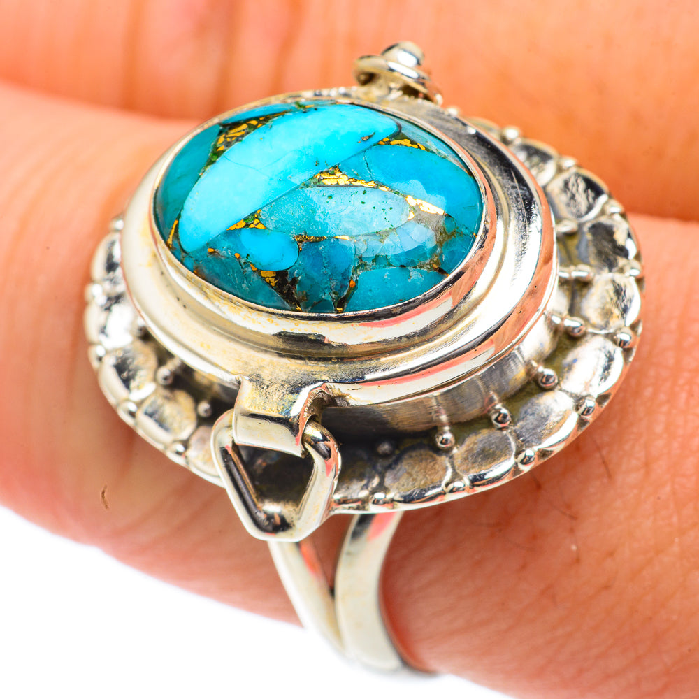 Blue Copper Composite Turquoise Rings handcrafted by Anasilvercos - RING65151