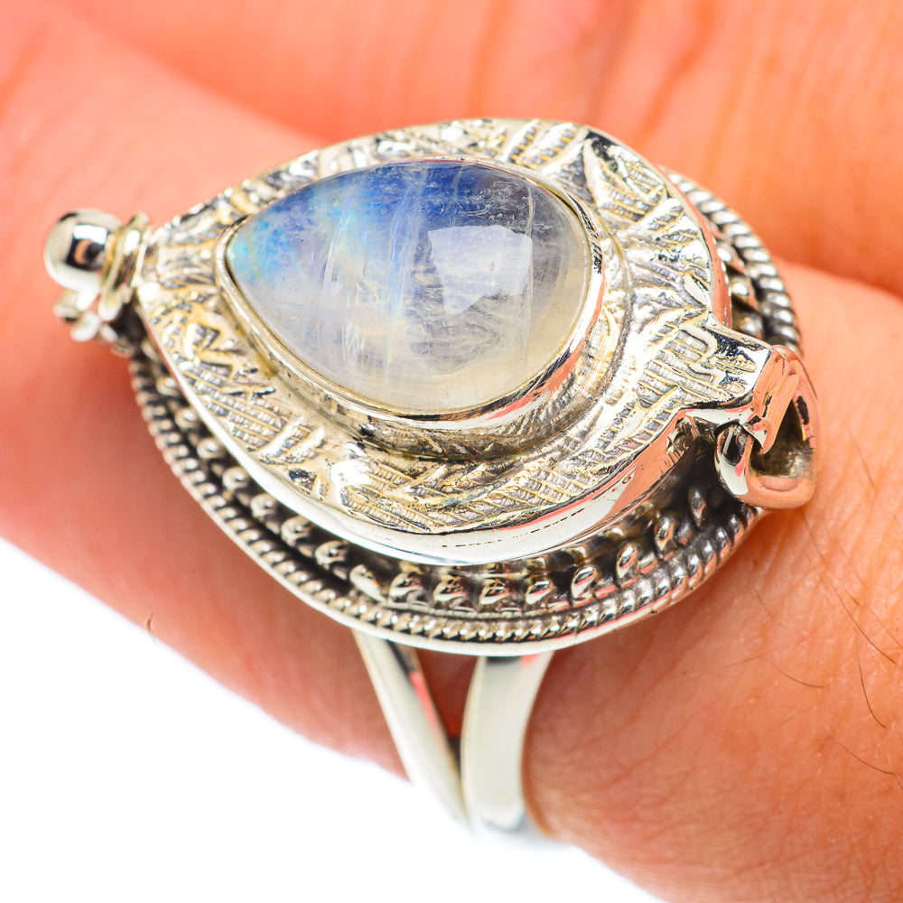Rainbow Moonstone Rings handcrafted by Anasilvercos - RING65171