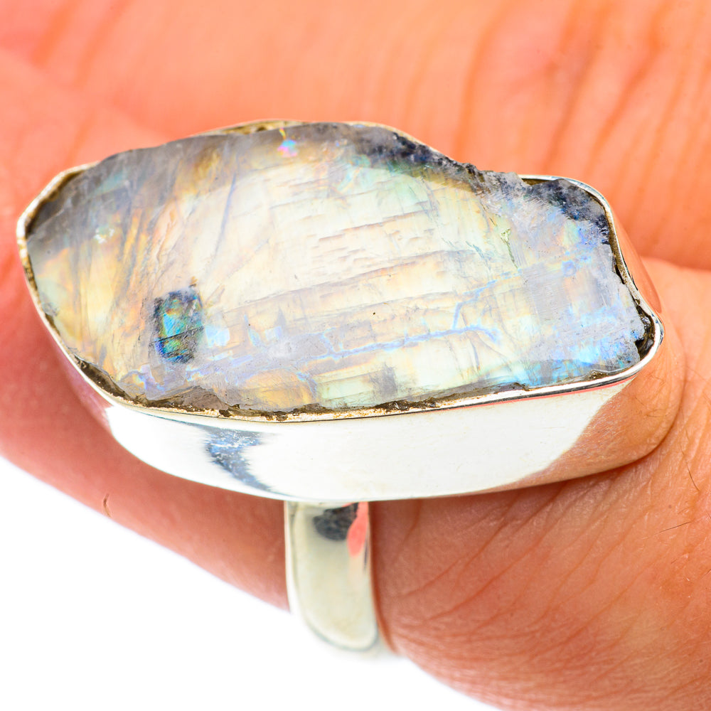 Rainbow Moonstone Rings handcrafted by Anasilvercos - RING65200