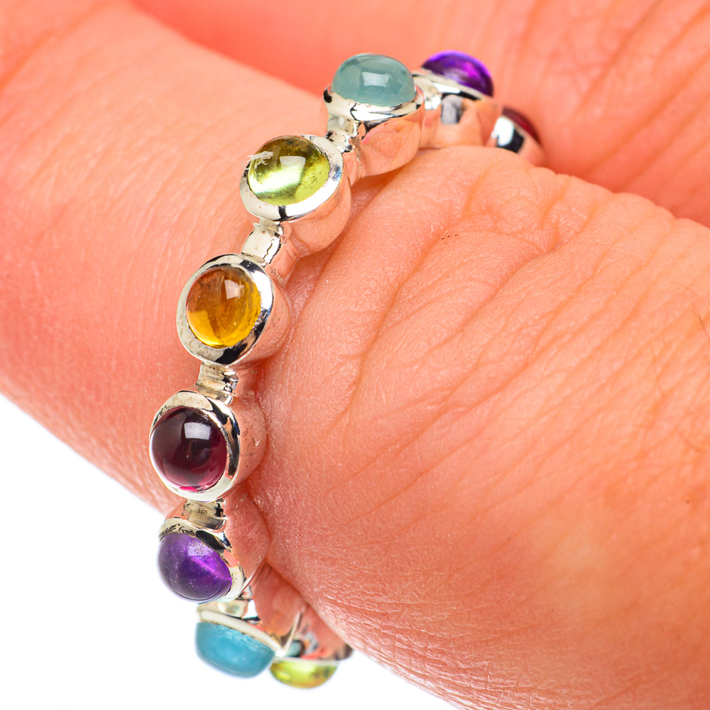 Multi-stone Rainbow Band Rings handcrafted by Anasilvercos - RING65202