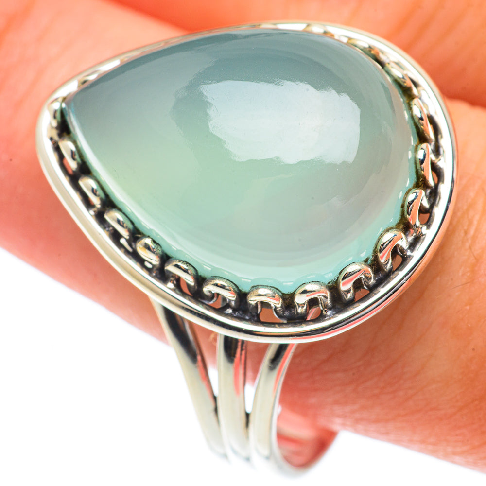 Aqua Chalcedony Rings handcrafted by Anasilvercos - RING65209