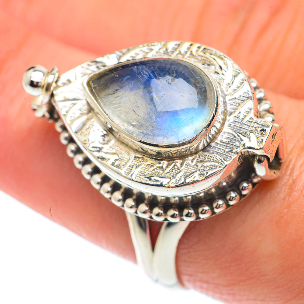Rainbow Moonstone Rings handcrafted by Anasilvercos - RING65227