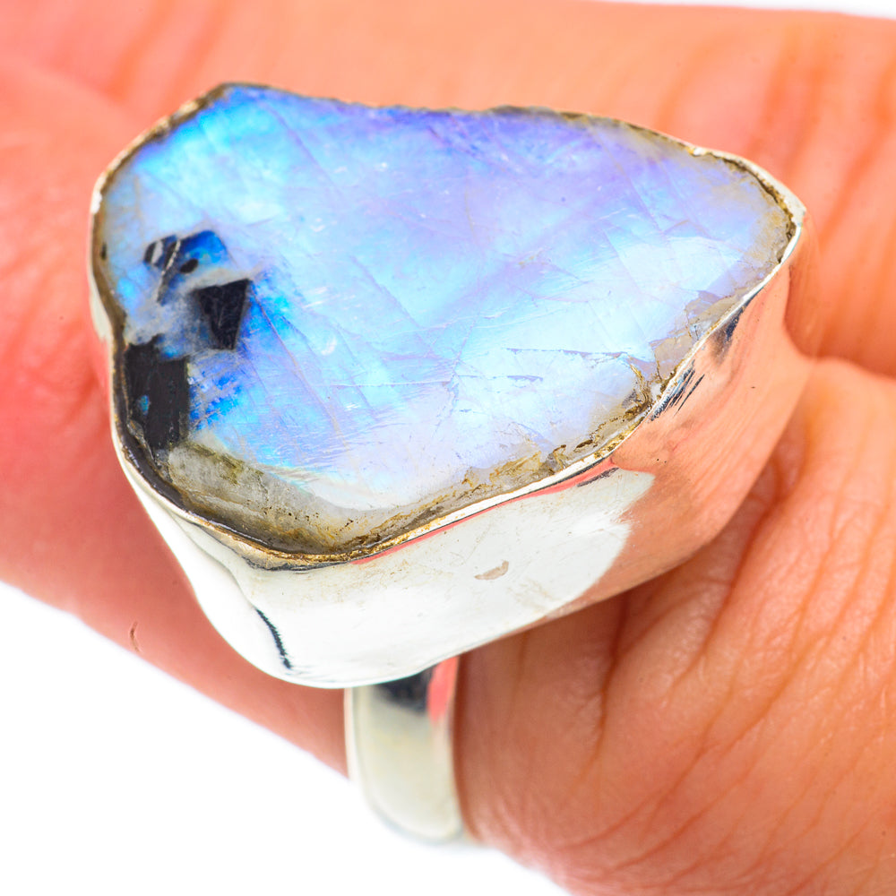 Rainbow Moonstone Rings handcrafted by Anasilvercos - RING65254