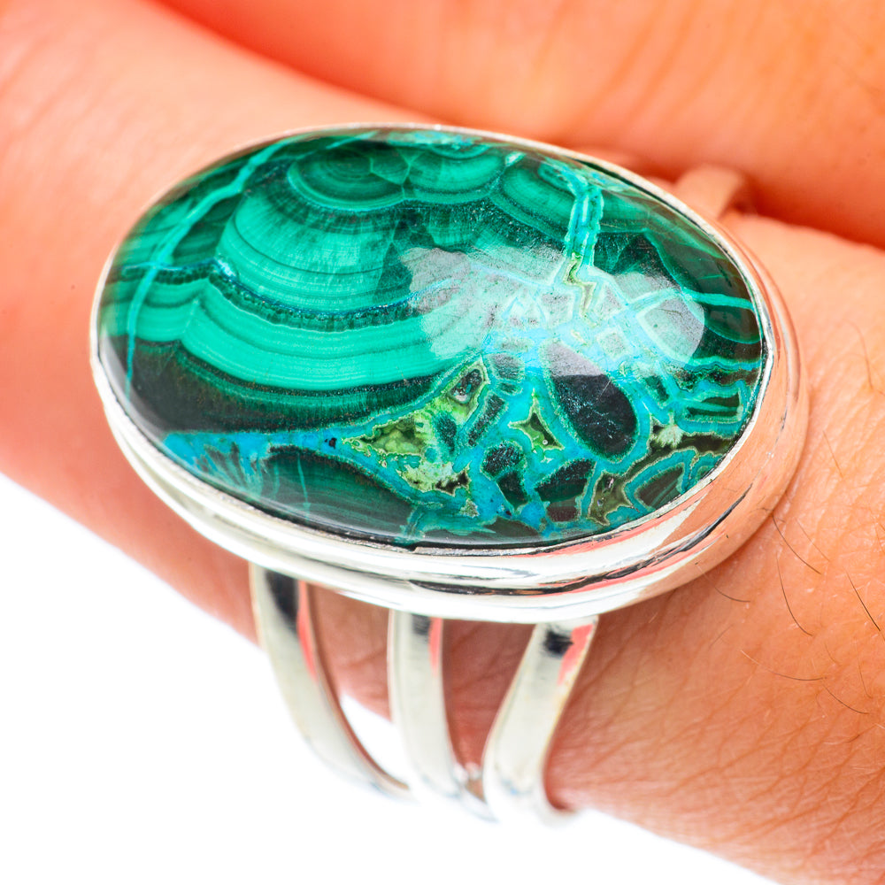 Malachite In Chrysocolla Rings handcrafted by Anasilvercos - RING65266