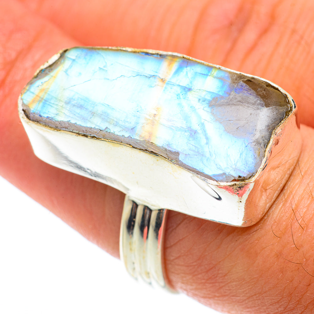 Rainbow Moonstone Rings handcrafted by Anasilvercos - RING65279
