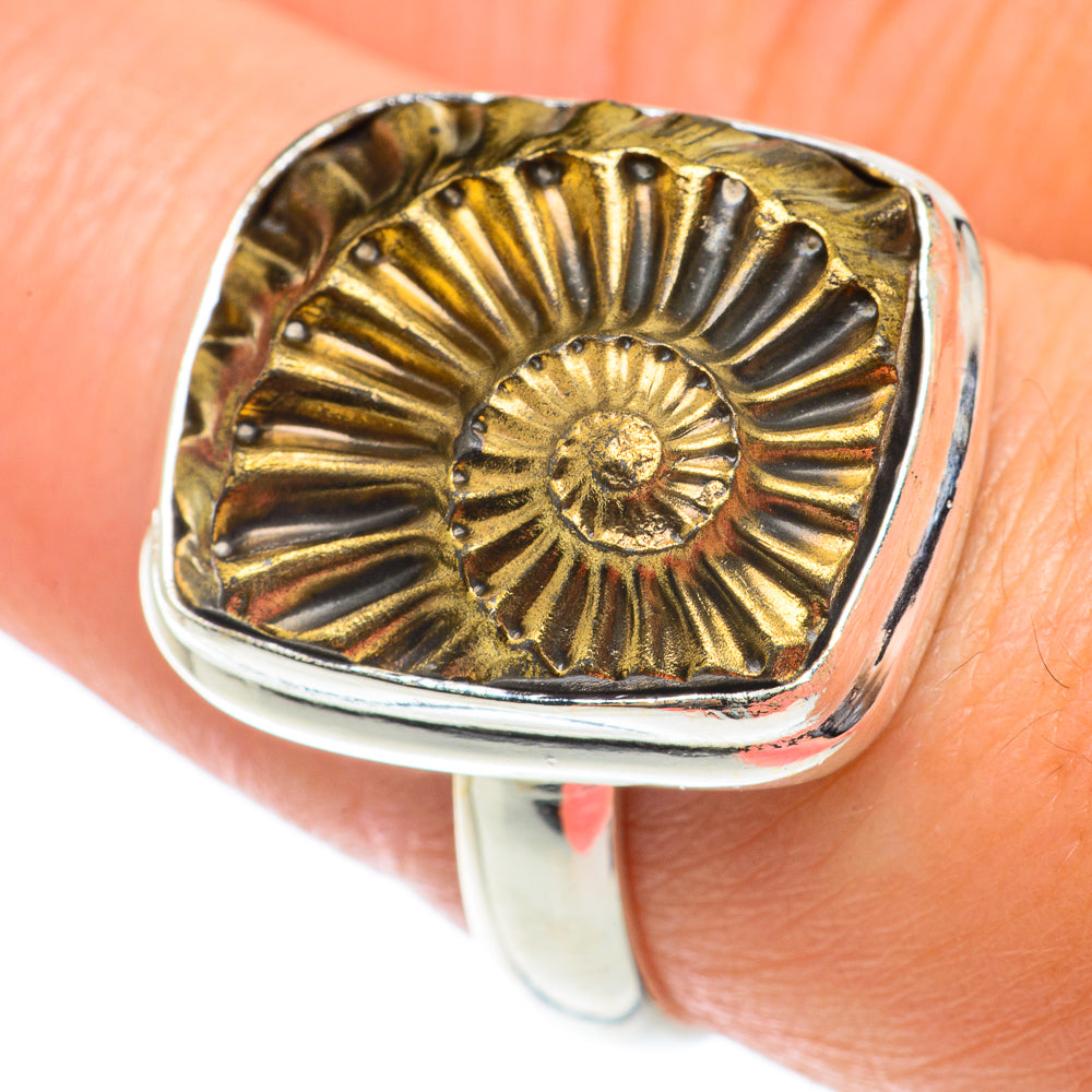 Pyrite Fossil Rings handcrafted by Anasilvercos - RING65298